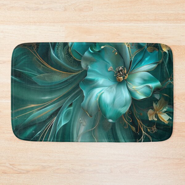 Item preview, Luxury Teal Floral Art – Elegant Abstract Flower Design with Gold Accents designed and sold by MiraLumeStudio.