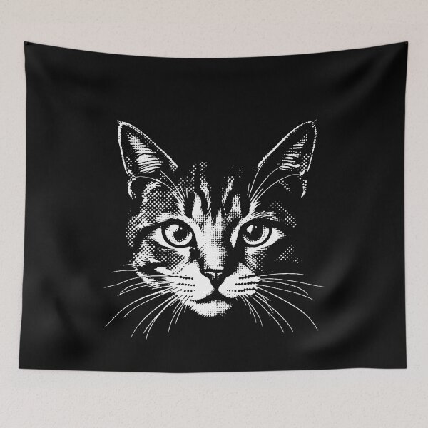 Item preview, Halftone Funny Gothic Weird Face Kitten Cat Meme Halloween Poster Halftone Graphic designed and sold by BornBorn.