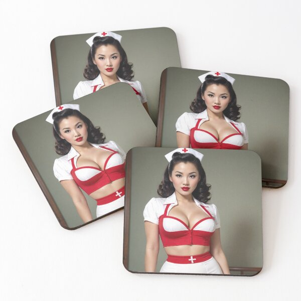 Item preview, Asian 1940s Pin‑Up Nurse– Retro Glamour Photography Print designed and sold by MissSaylor.