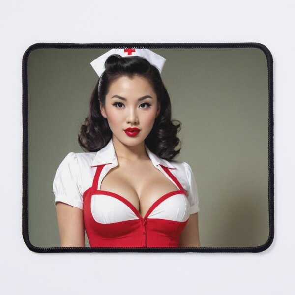 Item preview, Asian 1940s Pin‑Up Nurse– Retro Glamour Photography Print designed and sold by MissSaylor.