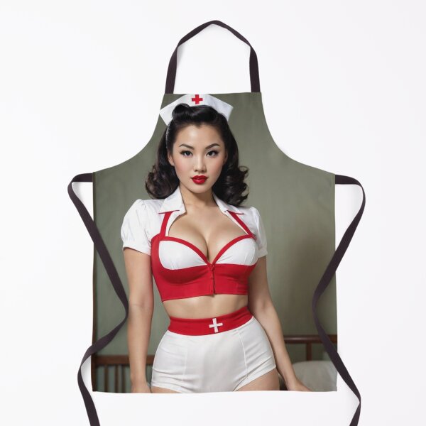 Item preview, Asian 1940s Pin‑Up Nurse– Retro Glamour Photography Print designed and sold by MissSaylor.