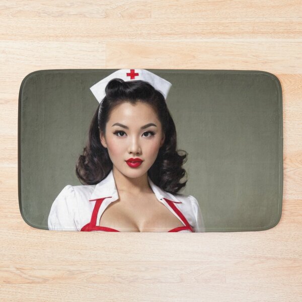 Item preview, Asian 1940s Pin‑Up Nurse– Retro Glamour Photography Print designed and sold by MissSaylor.