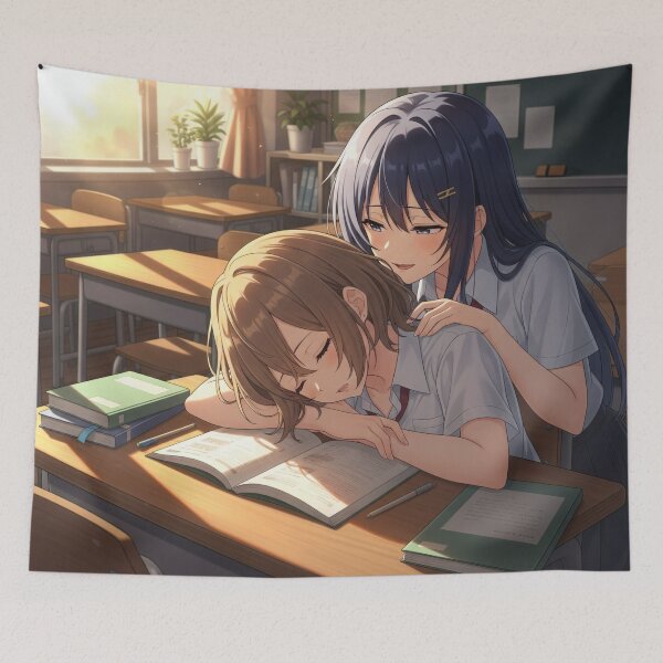 Item preview, Two school girls Yuri discreetly wakes one up designed and sold by GerwantSHOP.