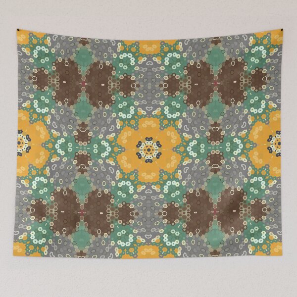 Item preview, Hex Mandala Yellow Teal and Brown designed and sold by WormholeOrbital.