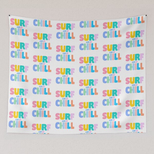 Artikelvorschau, Buntes „Surf and Chill“-Zitat – Lustige Sommerstrand-Typografie entworfen und verkauft von BobaBunny76.