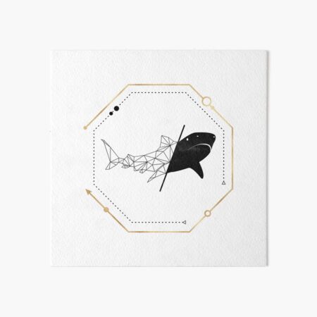 Shark Black Gold Geometric LowPoly Art Board Print