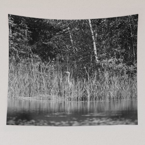 Item preview, Hiding. Grey heron bw 2025 designed and sold by Jouko Lehto Photography.
