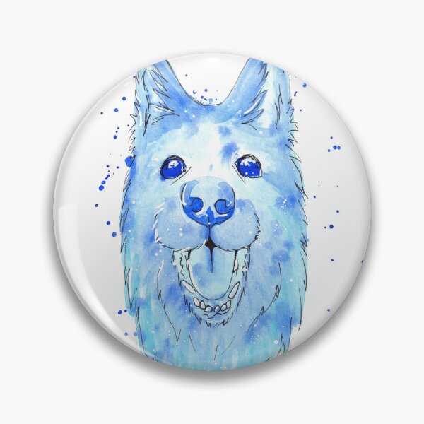 Item preview, Perro pastor de acuarela azul profundo designed and sold by GhostoftheSea.