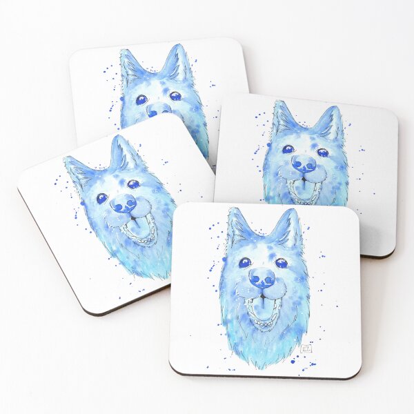 Item preview, Deep Blue Watercolor Shepherd Dog designed and sold by GhostoftheSea.