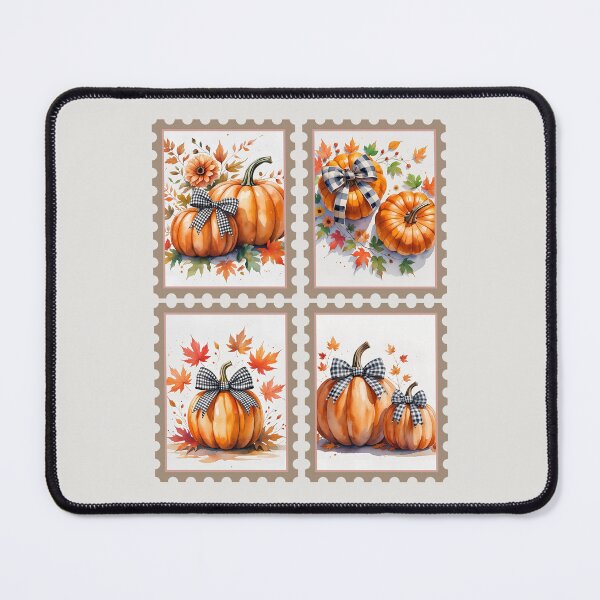 Item preview, Vintage Autumn Halloween Postage Stamps, Pumpkins, Checkered Ribbon designed and sold by KolorellaS.