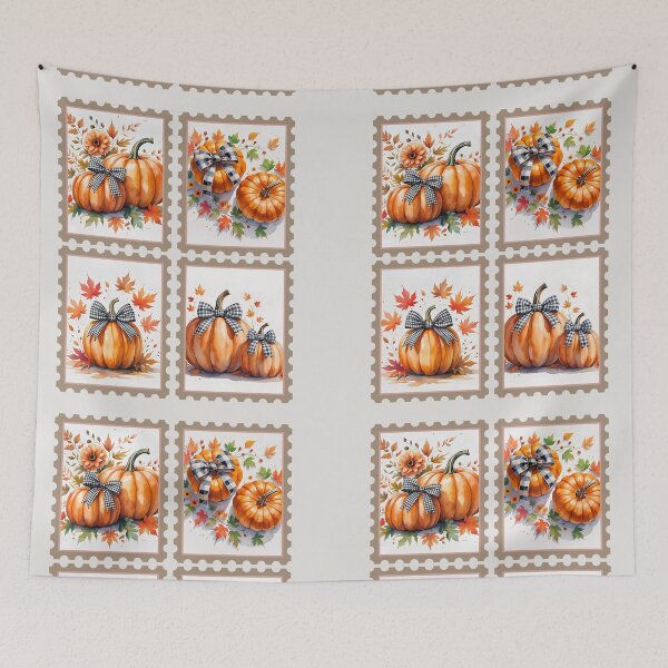 Item preview,  Vintage Autumn Halloween Postage Stamps,   Pumpkins, Checkered Ribbon designed and sold by KolorellaS.