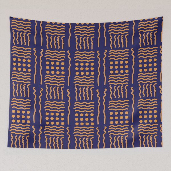Item preview, Bogolan loincloth orange blue designed and sold by Wolagno.