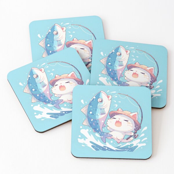 Item preview, Cute Fishing Cat Cartoon Illustration designed and sold by Windy-market.