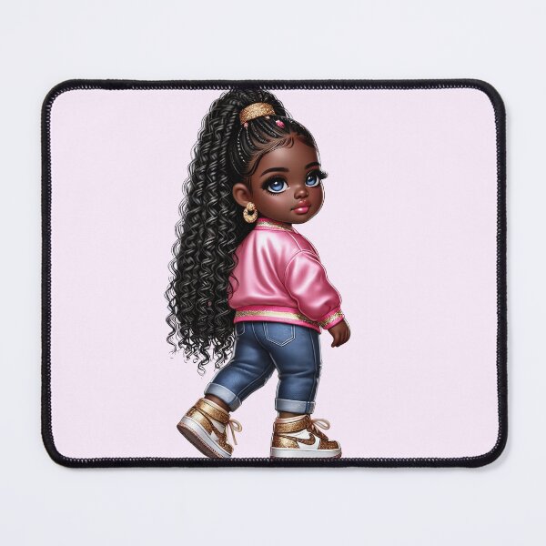 Item preview, Beautiful Brown Skin Girl with Curly Hair – Elegant Art Style designed and sold by Lulunza.