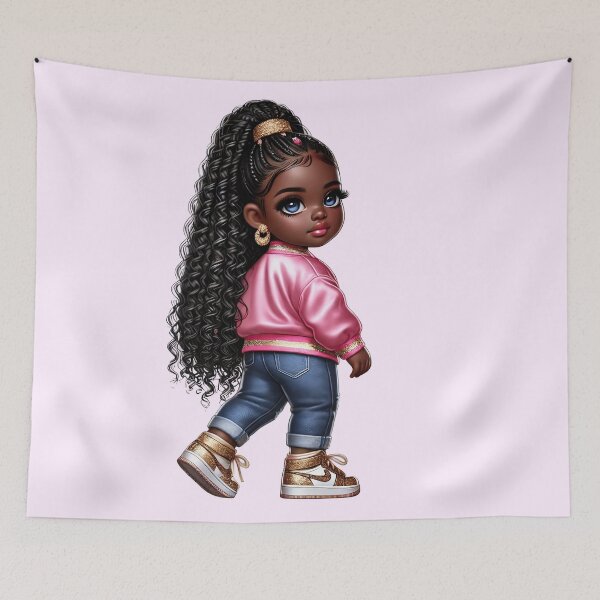 Item preview, Beautiful Brown Skin Girl with Curly Hair – Elegant Art Style designed and sold by Lulunza.