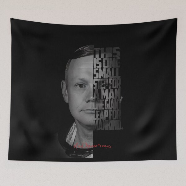 Artikelvorschau, Neil Armstrong – One Small Step Zitat Schwarz-Weiß-Kunst entworfen und verkauft von Enea Kelo.