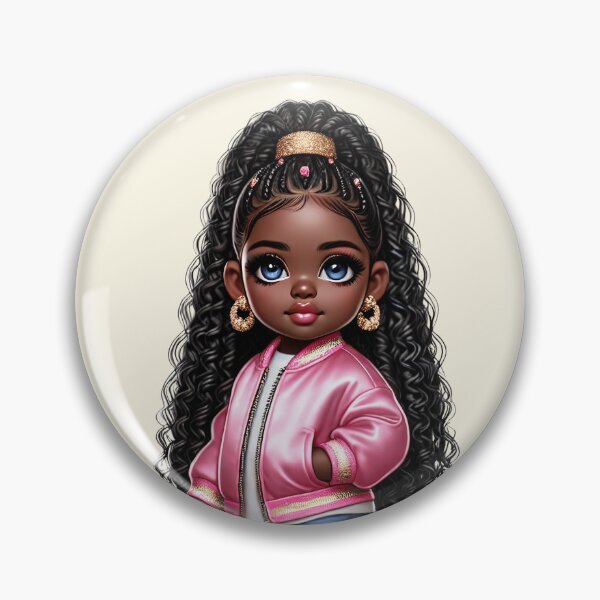 Item preview, Cute Black Girl with Braids – Adorable Cartoon Illustration designed and sold by Lulunza.