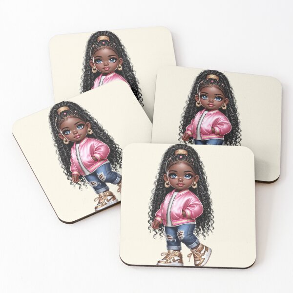 Item preview, Cute Black Girl with Braids – Adorable Cartoon Illustration designed and sold by Lulunza.