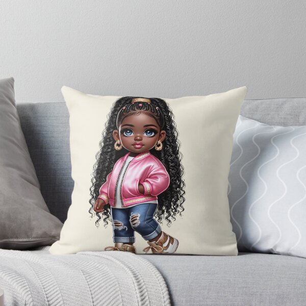 Item preview, Cute Black Girl with Braids – Adorable Cartoon Illustration designed and sold by Lulunza.
