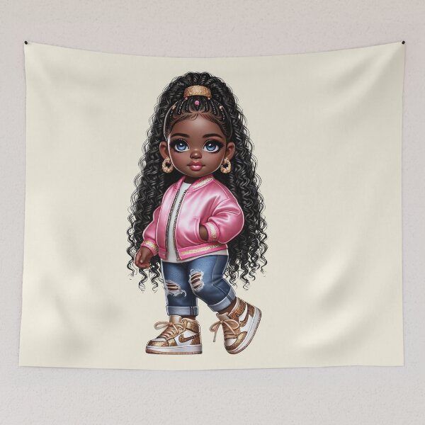 Item preview, Cute Black Girl with Braids – Adorable Cartoon Illustration designed and sold by Lulunza.