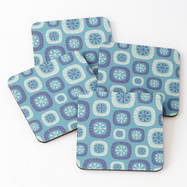 Item preview, Mid Century Modern Starburst Pattern in Blues designed and sold by tonymagnerart.