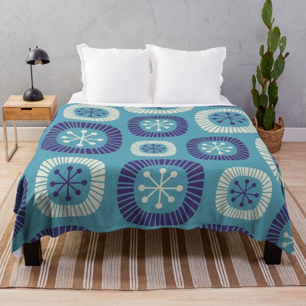 Item preview, Mid Century Modern Starburst Pattern in Blues designed and sold by tonymagnerart.