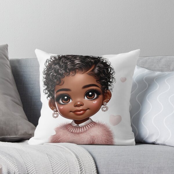 Item preview, Sweet Brown Skin Girl with Sparkling Eyes – Cute Character Art designed and sold by Lulunza.