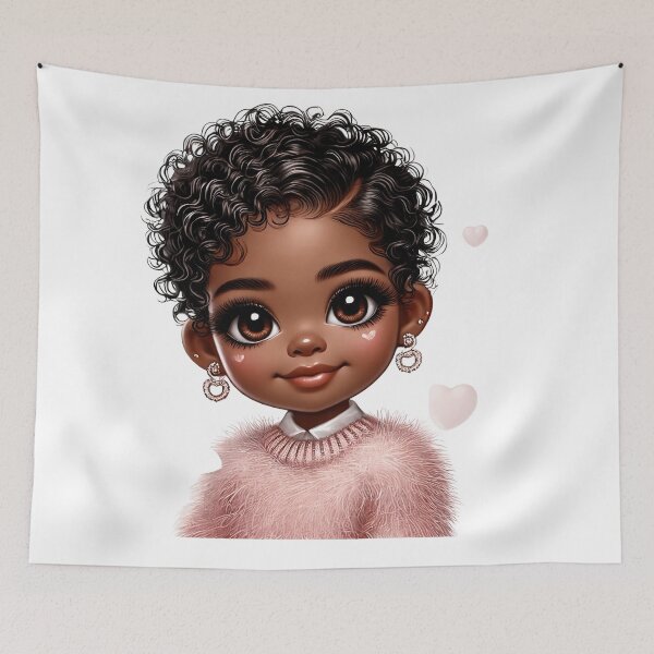 Item preview, Sweet Brown Skin Girl with Sparkling Eyes – Cute Character Art designed and sold by Lulunza.