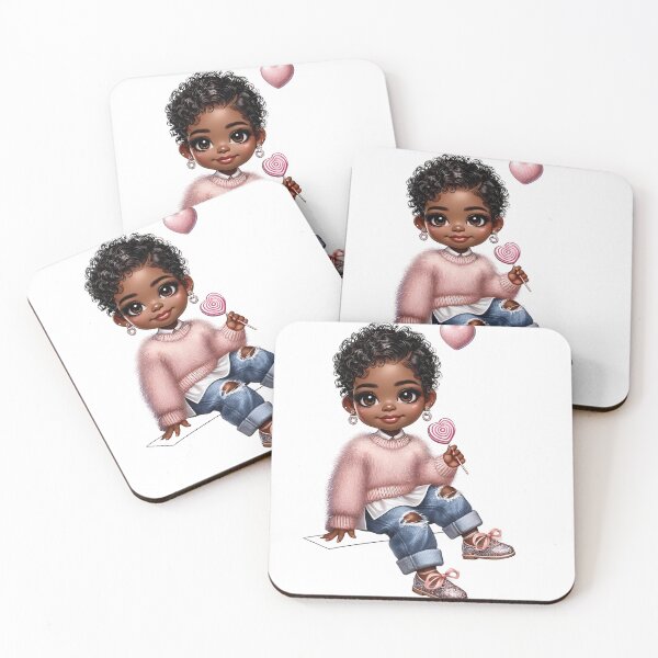 Item preview, Happy Black Girl with Puffs – Playful Cartoon Style designed and sold by Lulunza.