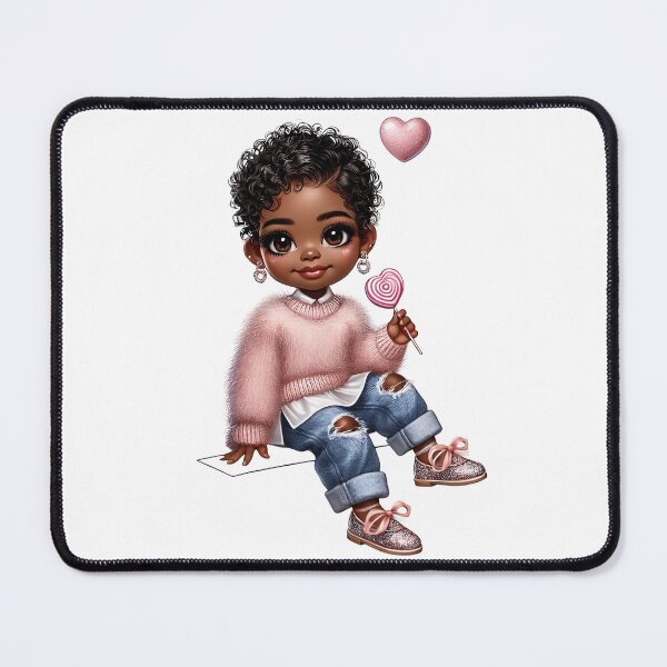 Item preview, Happy Black Girl with Puffs – Playful Cartoon Style designed and sold by Lulunza.