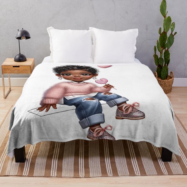 Item preview, Happy Black Girl with Puffs – Playful Cartoon Style designed and sold by Lulunza.