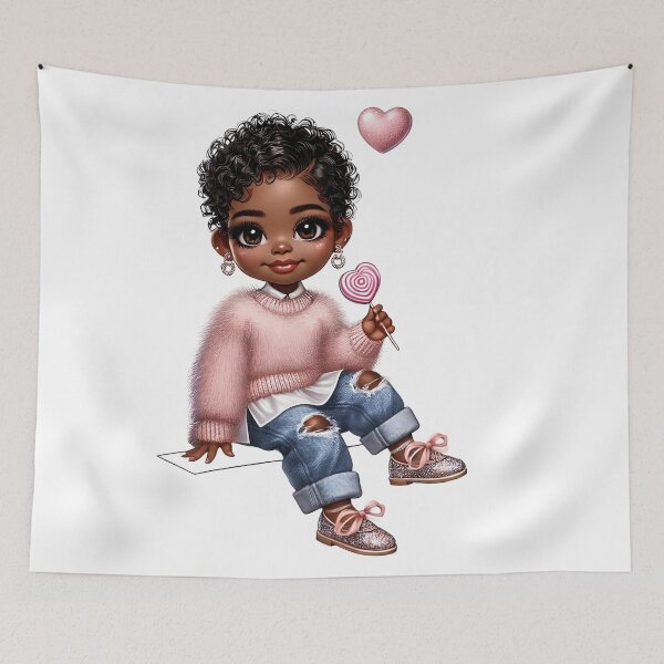 Item preview, Happy Black Girl with Puffs – Playful Cartoon Style designed and sold by Lulunza.