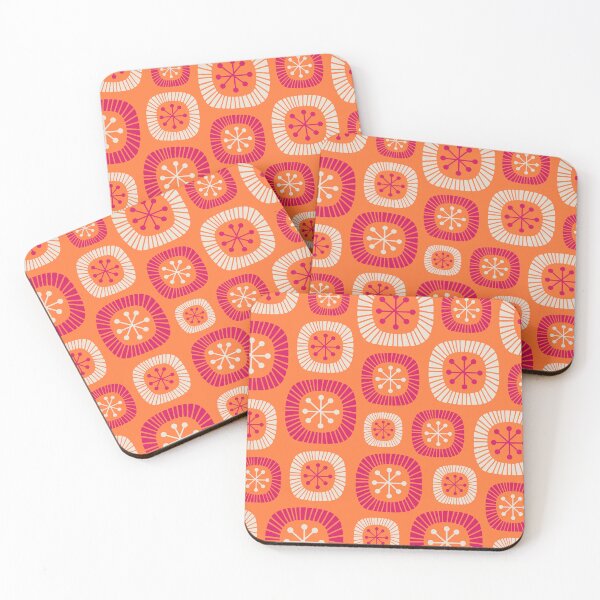 Item preview, Mid Century Modern Starburst Pattern in Orange & Magenta designed and sold by tonymagnerart.