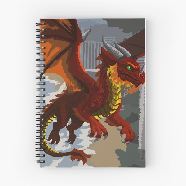 Item preview, Red Dragon In Flight Over Modern Beachfront City designed and sold by KlakkDrawsStuff.