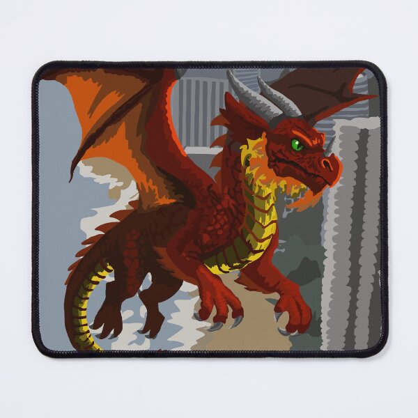 Item preview, Red Dragon In Flight Over Modern Beachfront City designed and sold by KlakkDrawsStuff.