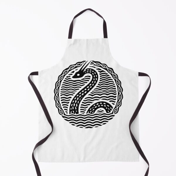 Item preview, Celtic Sea Serpent Emblem in Black and White Nautical Waves designed and sold by Victor Shadehorn.
