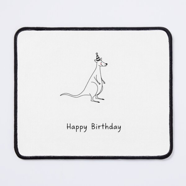 Item preview, Minimalist Kangaroo Birthday Card simple monochrome cute black white gift happy cake designed and sold by CheeseBlueprint.