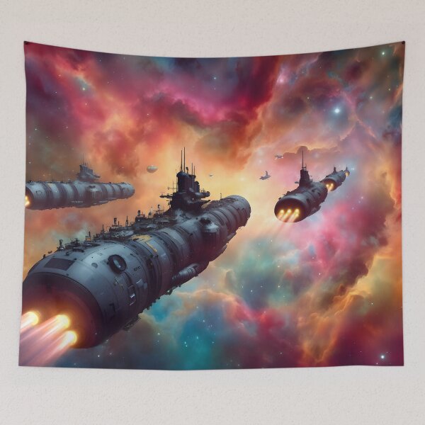 Item preview, Space ships going through a Nebula designed and sold by jznq.