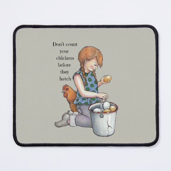 Item preview, Don't Count Your Chickens Before They Hatch, Young Girl And Old Enamel Pail of Eggs designed and sold by JoyfulWhimsy.
