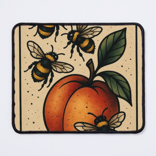 Item preview, Postage Stamp Summer Vibes Peach Bumblebees Tattoo Artist Retro Poster Vintage designed and sold by Wild Blood Designs.