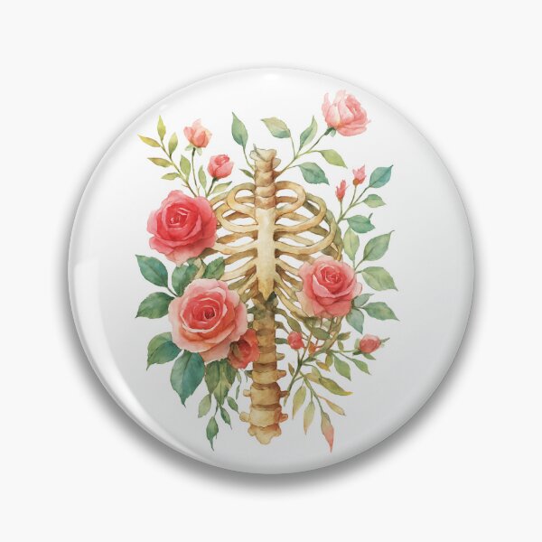 Item preview, Watercolor Floral Ribcage Anatomy – Botanical Boho Art designed and sold by PrintsGate.