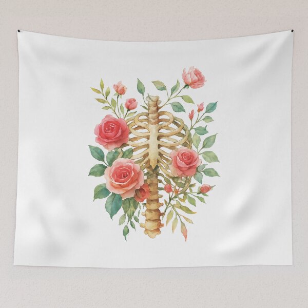 Item preview, Watercolor Floral Ribcage Anatomy – Botanical Boho Art designed and sold by PrintsGate.