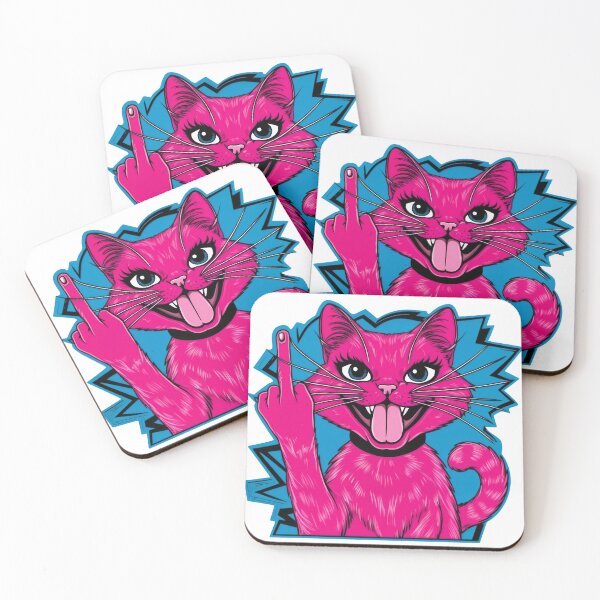 Item preview, Pink cat shows the middle finger designed and sold by HolaJosephina.