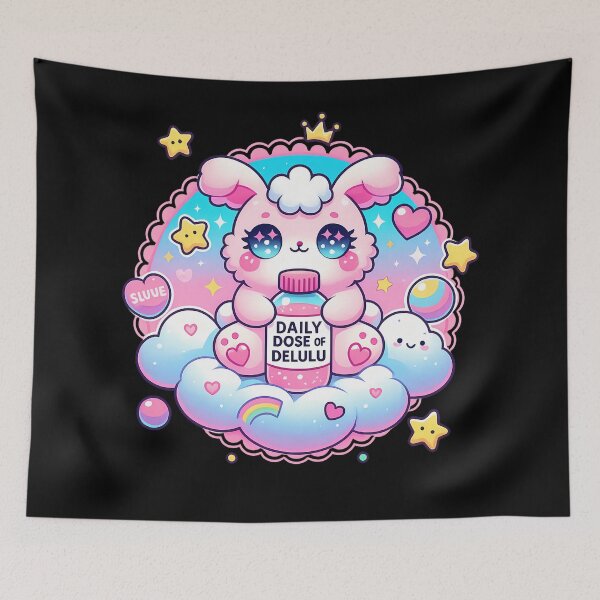 Item preview, Daily Dose of Delulu – Cute Kawaii Bunny Pastel Art designed and sold by ArcadiaSilence.