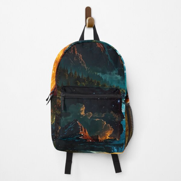 Item preview, Golden moon over the mountain river designed and sold by PixelParadies.