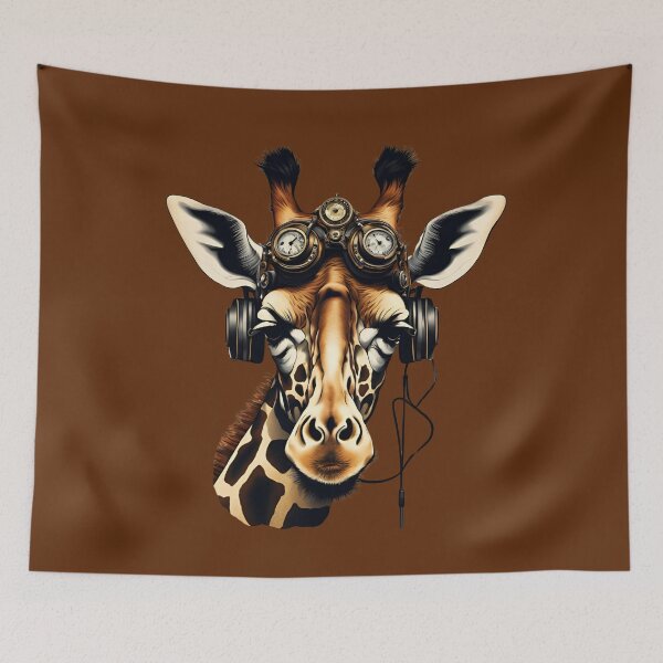 Item preview, Giraffe as steampunk with headphones designed and sold by IHImage.