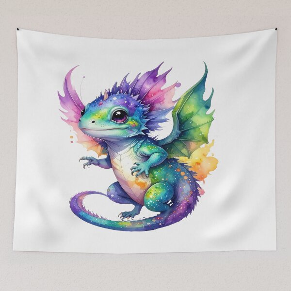 Item preview, Little Unicorn Fantasy Dragon - dragon baby watercolors No. 8 designed and sold by LiskoDesign.