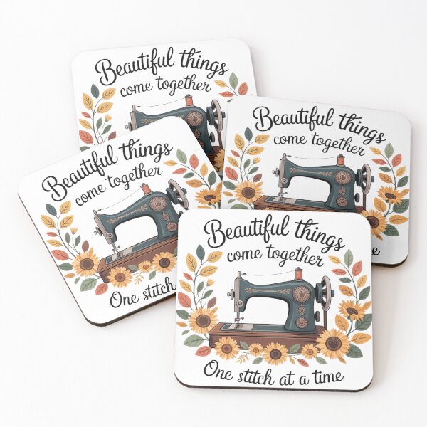 Item preview, Vintage Sewing Machine Floral Quote Design designed and sold by TMS-Studio.