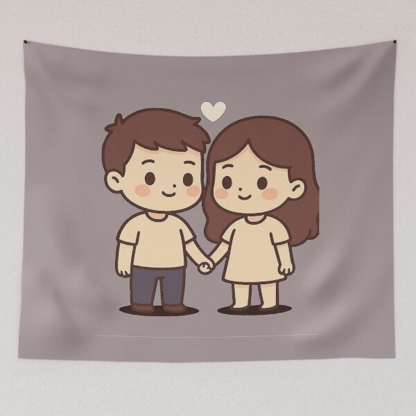 Item preview, Cute Cartoon Couple Holding Hands | Love Illustration for Wallpapers & Gifts designed and sold by KDesignCrafts.