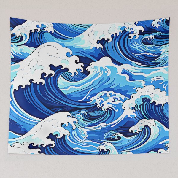 Item preview, Big Wave Asian-Style Blue Ocean Abstract Art designed and sold by DEC02.